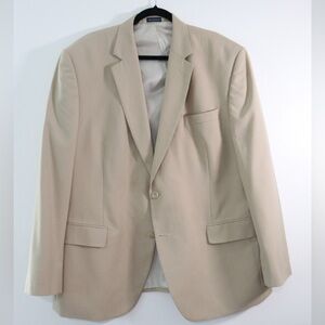 Stafford Men's Beige Polyester Rayon Sport two button Coat Blazer Size 46R